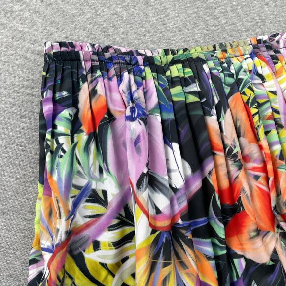 Elie Elie Tahari Skirt Small Tropical Floral Print Tiered Midi Pleated Flounce - Picture 14 of 15